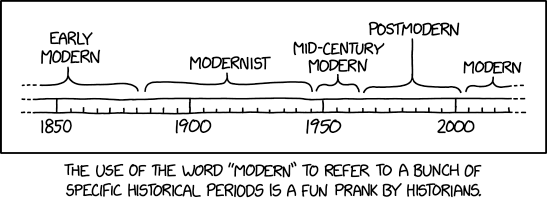 Scholars are still debating whether the current period is post-postmodern or neo-contemporary.
xkcd image