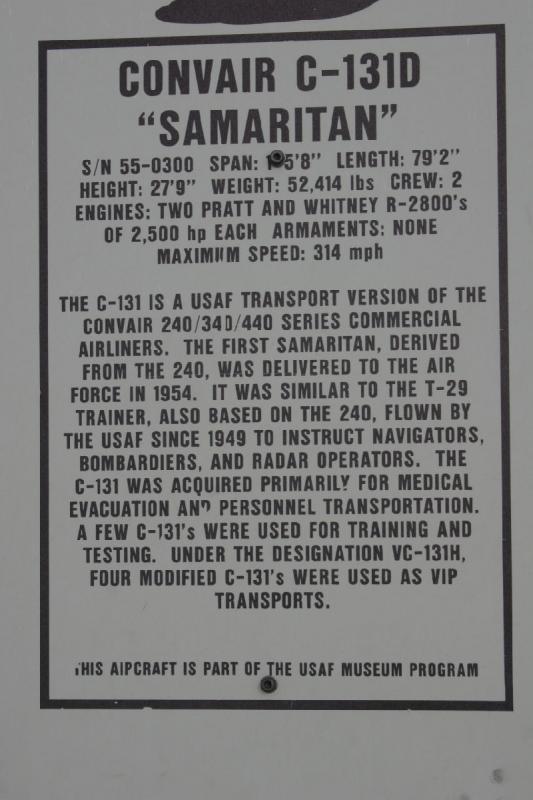 2007-04-01 14:49:38 ** Air Force, Hill AFB, Utah ** Beschreibung der Convair C-131D 'Samaritan'.