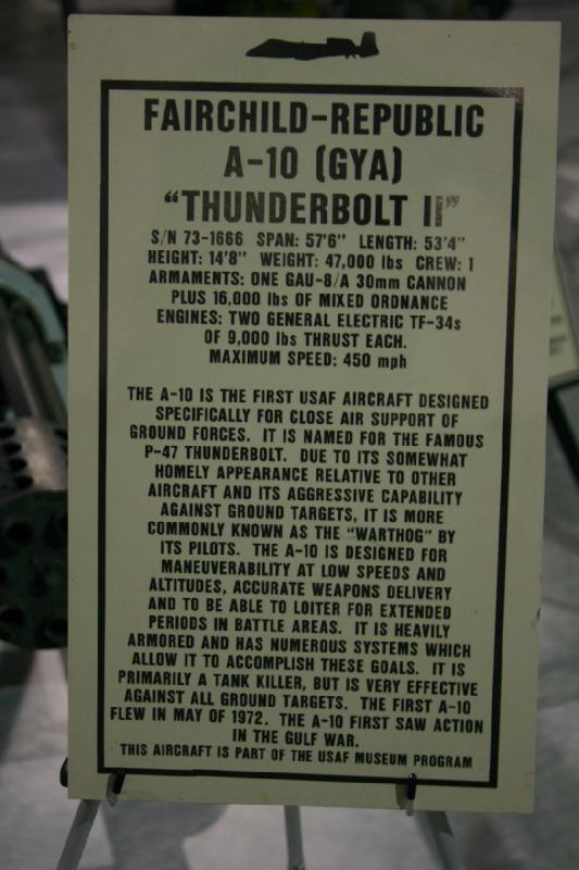 2007-04-08 13:39:48 ** Air Force, Hill AFB, Utah ** Beschreibung der Fairchild-Republic A-10 (GYA) 'Thunderbolt II'.