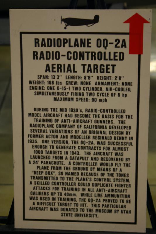 2007-04-01 15:42:04 ** Air Force, Hill AFB, Utah ** Description of the radioplane OQ-2A Radio Controlled Aerial Target which has been used for training of anti-aircraft gunners.