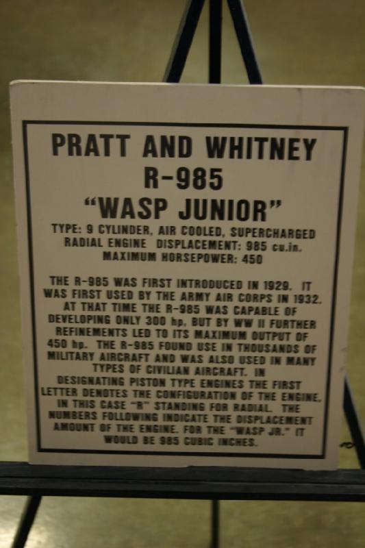 2007-04-01 15:34:12 ** Air Force, Hill AFB, Utah ** Description of the Pratt and Whitney R-985 'Wasp Junior' radial engine.