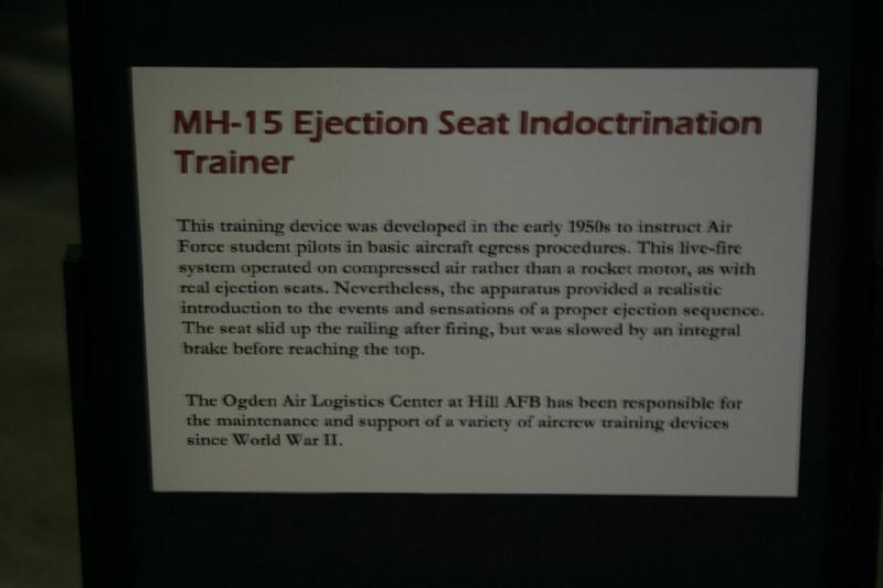 2007-04-08 12:53:06 ** Air Force, Hill AFB, Utah ** Description of the MH-15 ejection seat indoctrination trainer.