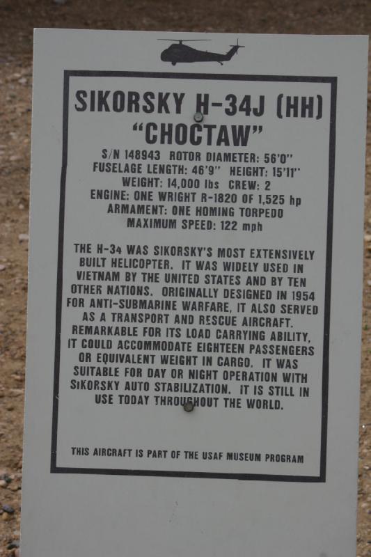 2007-04-01 14:51:50 ** Air Force, Hill AFB, Utah ** Description of the Sikorsky H-34J (HH) 'Choctaw' helicopter.