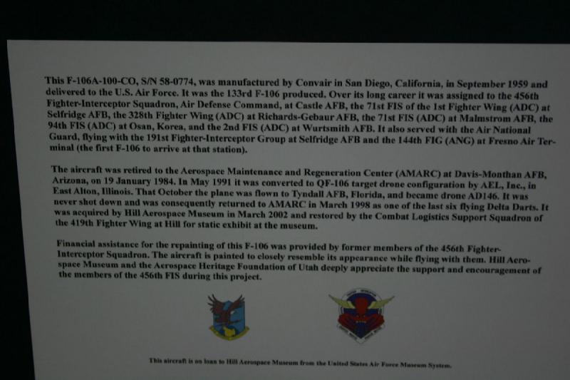 2007-04-08 12:40:48 ** Air Force, Hill AFB, Utah ** Beschreibung der Convair F-106A 'Delta Dart'.