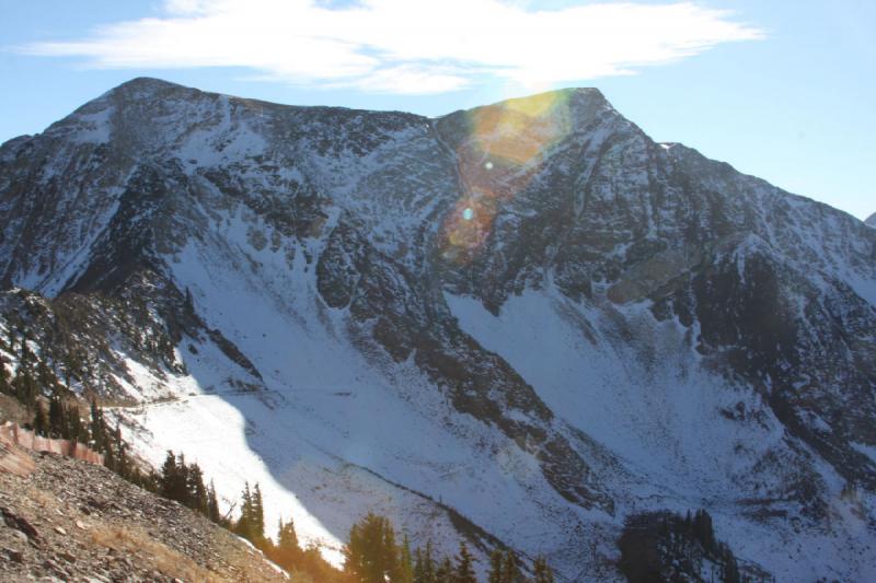 2008-10-25 16:14:46 ** Little Cottonwood Canyon, Snowbird, Utah ** The 'American Fork Twin Peaks'. Left is 'East Twin' and to the right 'West Twin'.