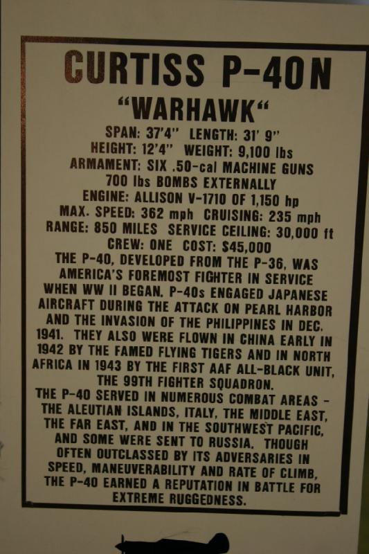 2007-04-01 15:23:06 ** Air Force, Hill AFB, Utah ** Beschreibung der P-40N.