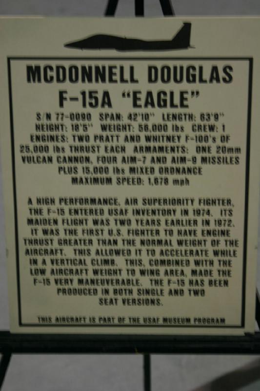 2007-04-08 13:25:50 ** Air Force, Hill AFB, Utah ** Beschreibung der McDonnell Douglas F-15A 'Eagle'.