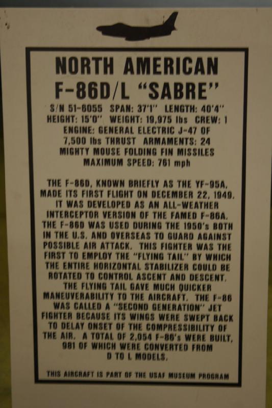 2007-04-01 15:42:26 ** Air Force, Hill AFB, Utah ** Beschreibung der North Americam F-86D/L 'Sabre'.