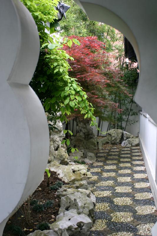 2005-05-05 12:06:41 ** Botanical Garden, Oregon, Portland ** Looking through a hole in the wall to another part of the garden.