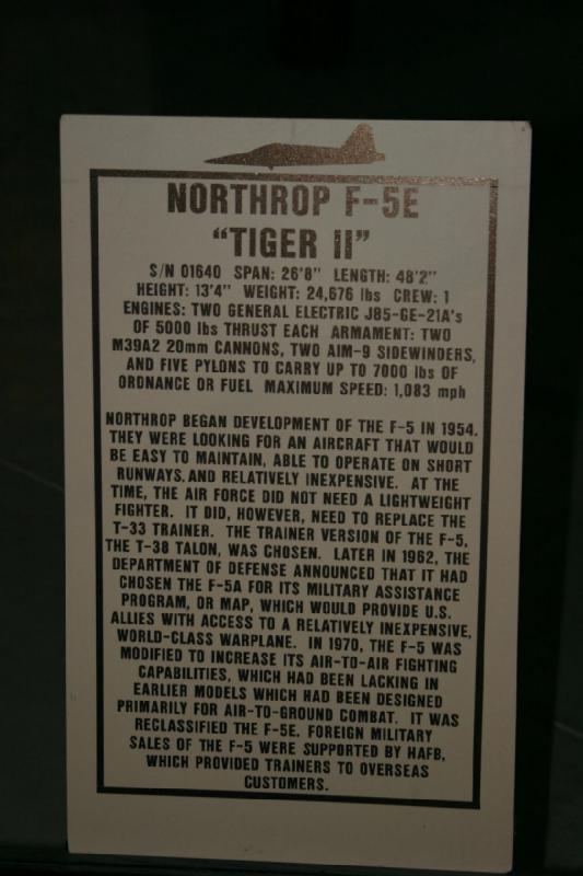 2007-04-08 13:20:14 ** Air Force, Hill AFB, Utah ** Beschreibung der Northrop F-5E 'Tiger II'.