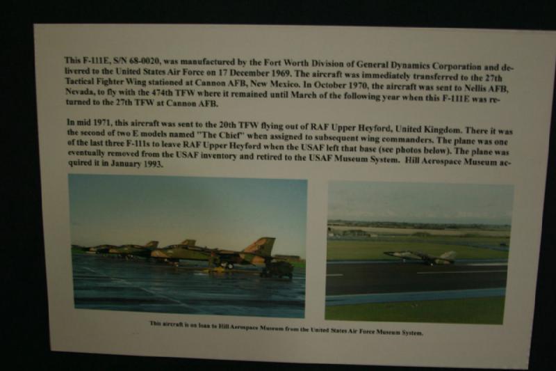 2007-04-08 13:08:08 ** Air Force, Hill AFB, Utah ** Description of the General Dynamics F-111E 'Aardvark'.