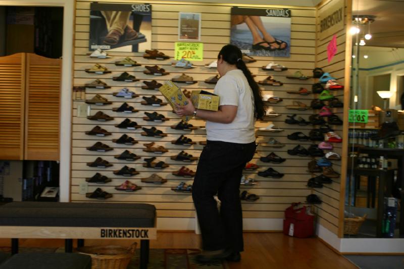 2005-05-06 16:12:42 ** Erica, Washington ** Erica in a Birkenstock store. Obviously one can never get enough of the brand.