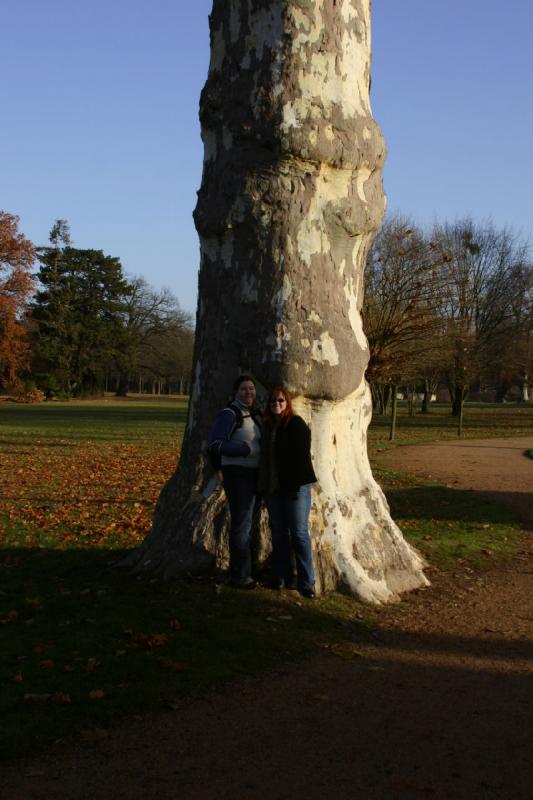 2006-11-28 10:17:52 ** Deutschland, Erica, Katie, Potsdam ** Katie und Erica posieren vor einem Baum.