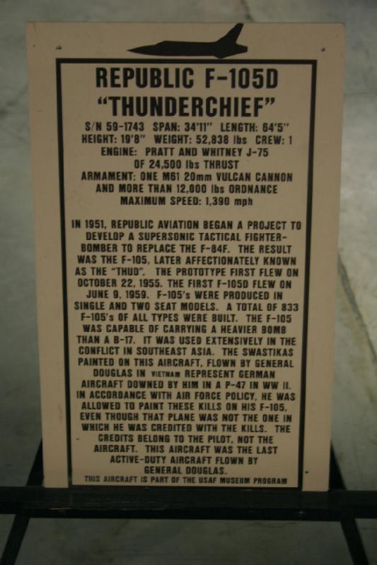 2007-04-08 12:53:44 ** Air Force, Hill AFB, Utah ** Beschreibung der Douglas F-105D 'Thunderchief'.