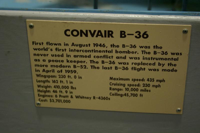 2007-04-08 14:23:50 ** Air Force, Hill AFB, Utah ** Description of the Convair B-36.