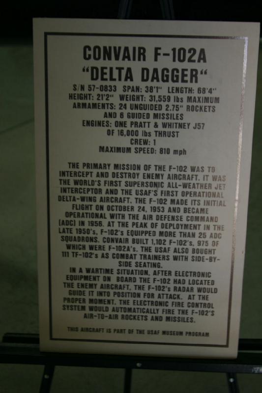 2007-04-08 12:36:30 ** Air Force, Hill AFB, Utah ** Description of the Convair F-102A.