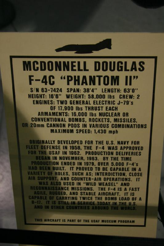 2007-04-08 13:49:40 ** Air Force, Hill AFB, Utah ** Beschreibung der McDonnell Douglas F-4C 'Phantom II'.