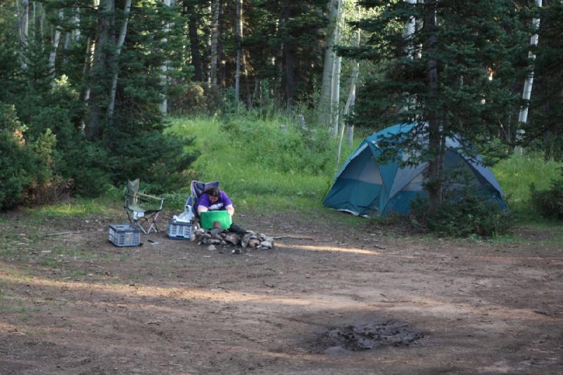 2010-08-20 19:07:47 ** Erica, Uinta Mountains ** Our tent and our fire pit. We didn't have a fire though.