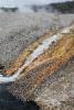 The hot water from the geysers flows into the Firehole River.