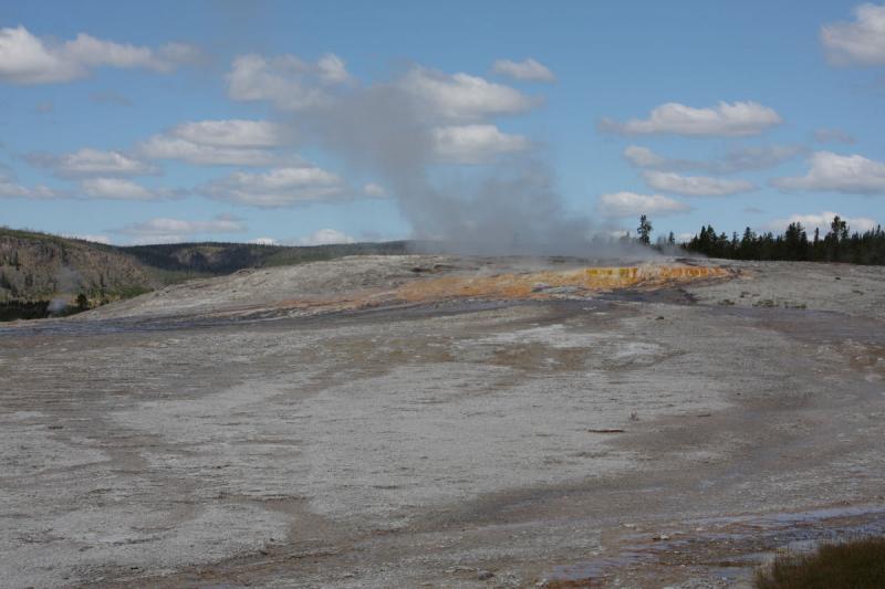 2008-08-15 11:54:43 ** Yellowstone National Park ** Smoke rises from one of the geysers.